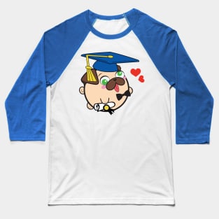 Doopy the Pug Puppy - Graduation Baseball T-Shirt